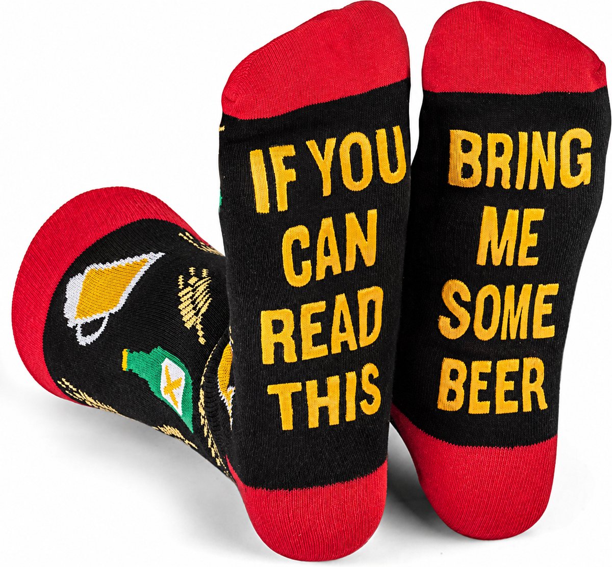 Malinsi® Grappige Sokken Bier - Leuke Huissokken AntiSlip Dames en Heren - Gekke Cadeaus Drank - Cadeautjes Volwassenen - Funny Socks - Vrolijke Slofsokken met Tekst - Cadeau voor Mannen Papa Vader - Vaderdag Geschenk Kados - Vaderdagcadeau