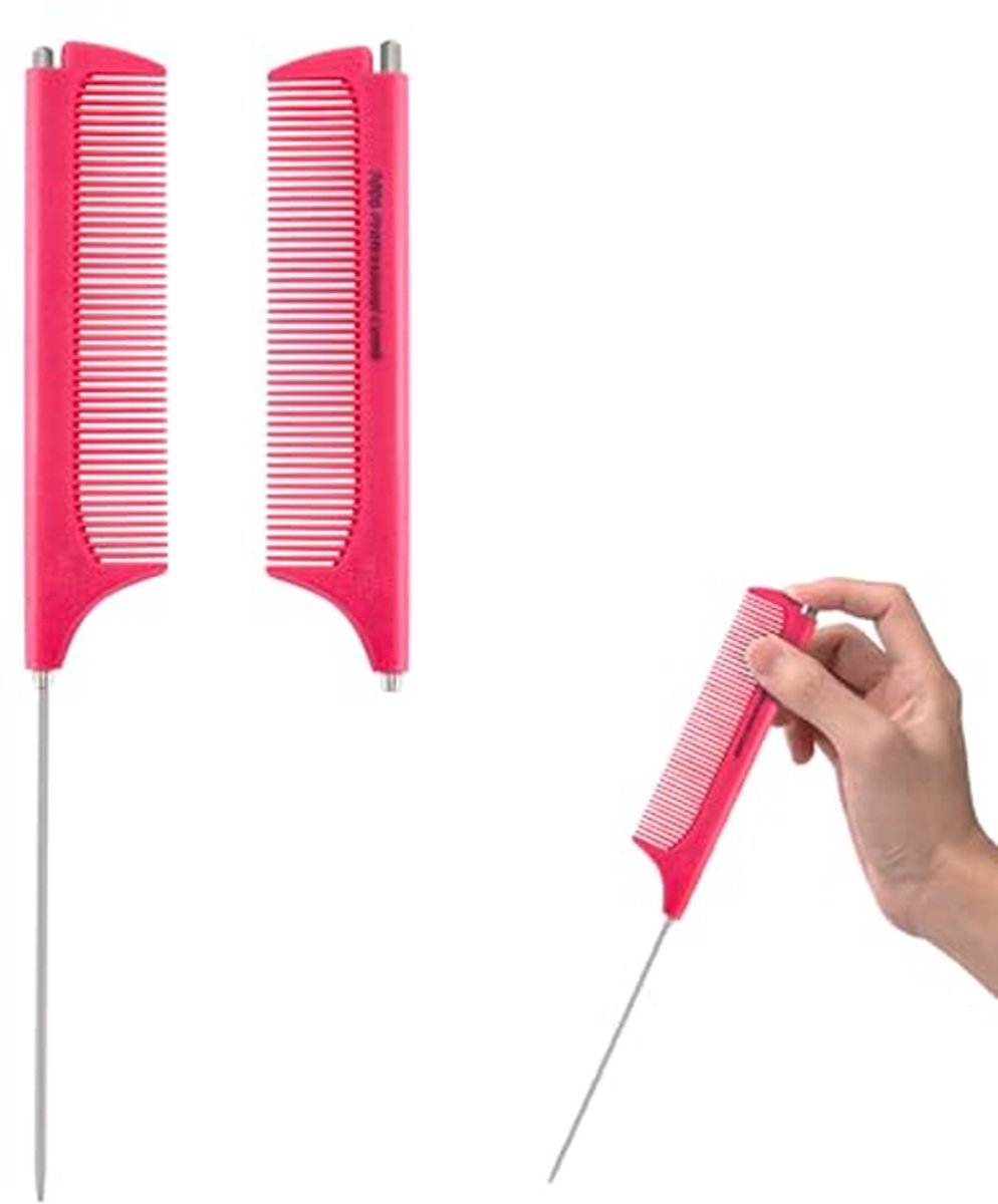 Intrekbare Kam - Pinstaaart Kam - Haar Stylen - Intrekbare Pinstaaart - 12 cm Ingetrokken - Roze