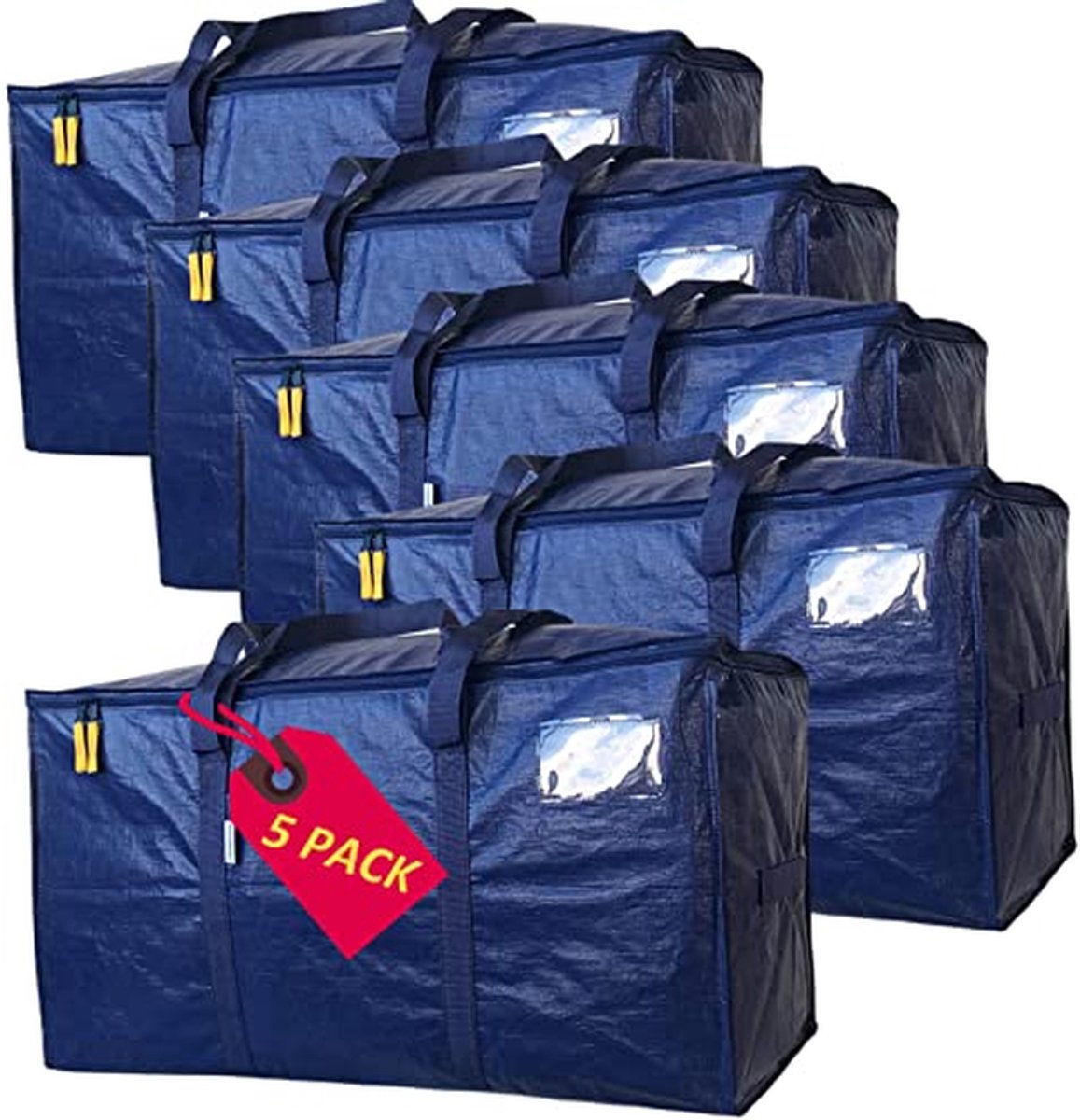 Verhuisdozen Set - Opbergzakken - Spullen Verhuizen - Extra Sterke Banden - 5 Stuks XL - Blauw