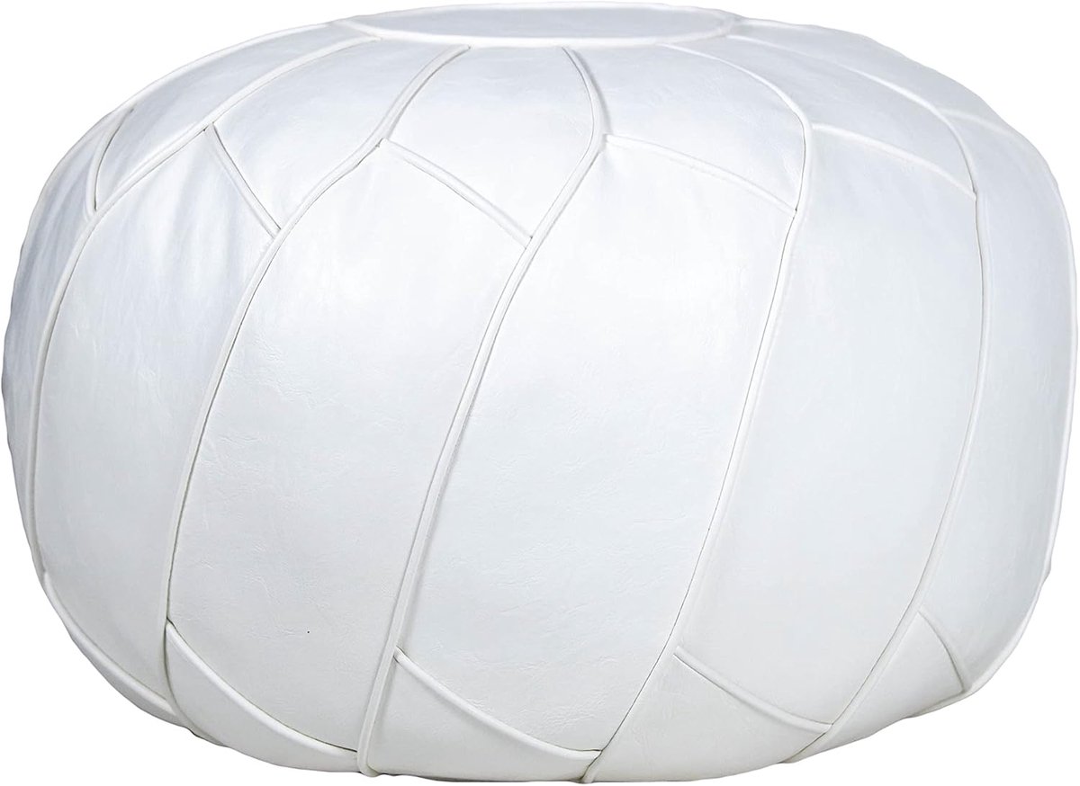 Zachte Poef - Voetenbank - Extra zitplaats - Ongevuld - 58.5 cm diameter - Wit