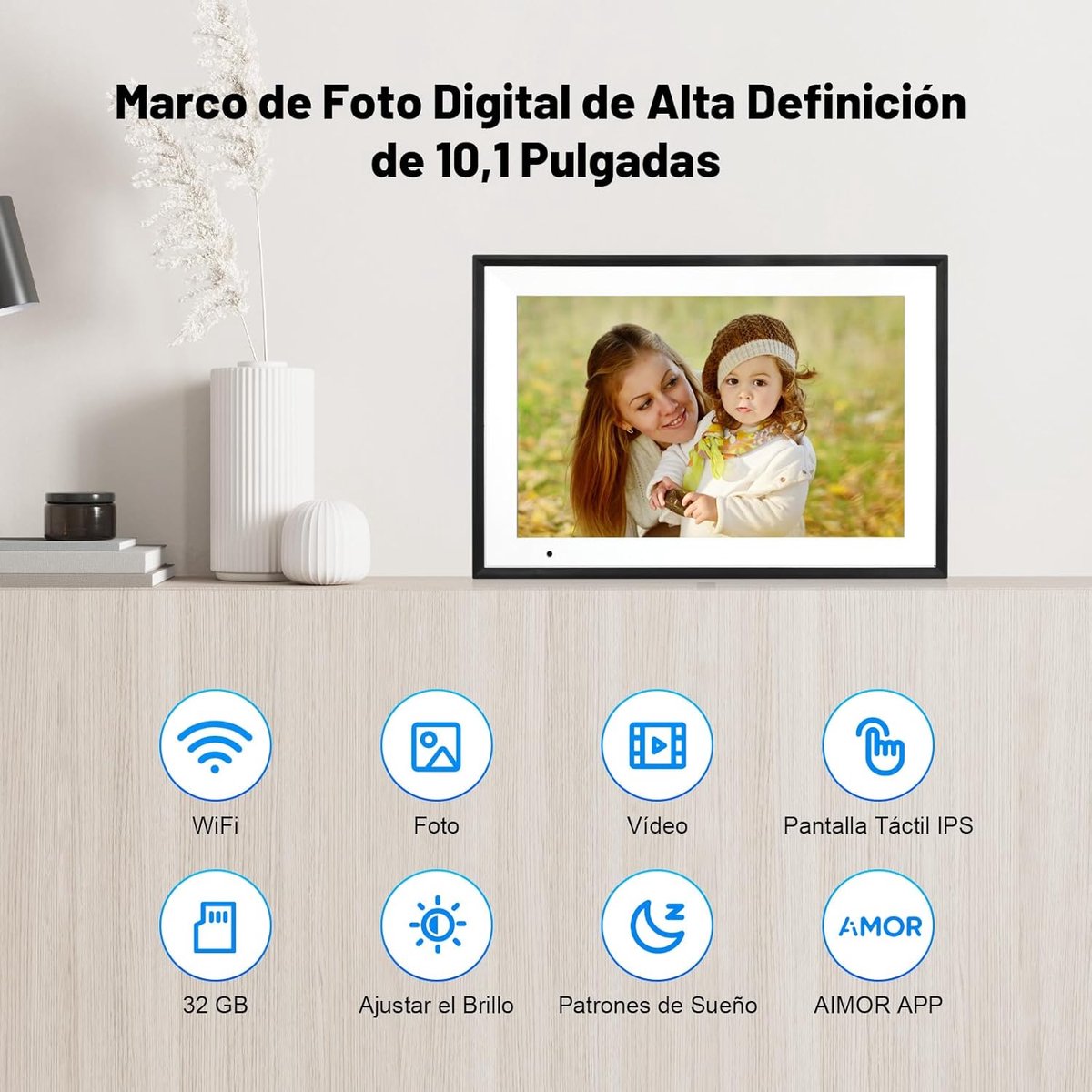 Digitale fotolijst - Elektronisch display - Herinneringen delen - WiFi verbinding - 10.1 inch scherm - Zwart — cadeau in Wonen & Interieur - foto 5