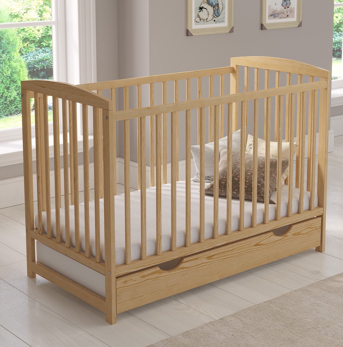 Love For Sleep Jacob Pine Babybedje 2-in-1 – Meegroeibed 120x60 cm – Inclusief Ruime Schuiflade & Bijtringen – Exclusief Matras – Massief Grenenhout – Natuurlijk Grenen
