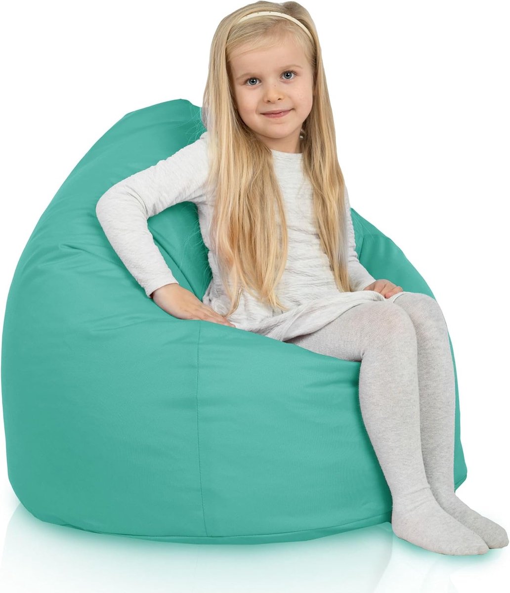 Zitzak Kinderen - Grote Zitzak - Buiten Ontspannen - Waterproof Materiaal - 77 x 77 x 90 cm - Turquoise