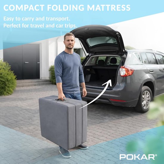 Opvouwbaar Matras - Vouwmatras Gastenmatras - Comfortabel Slapen - Afneembare Hoes - 80x195x15 cm - Antraciet — afbeelding 3