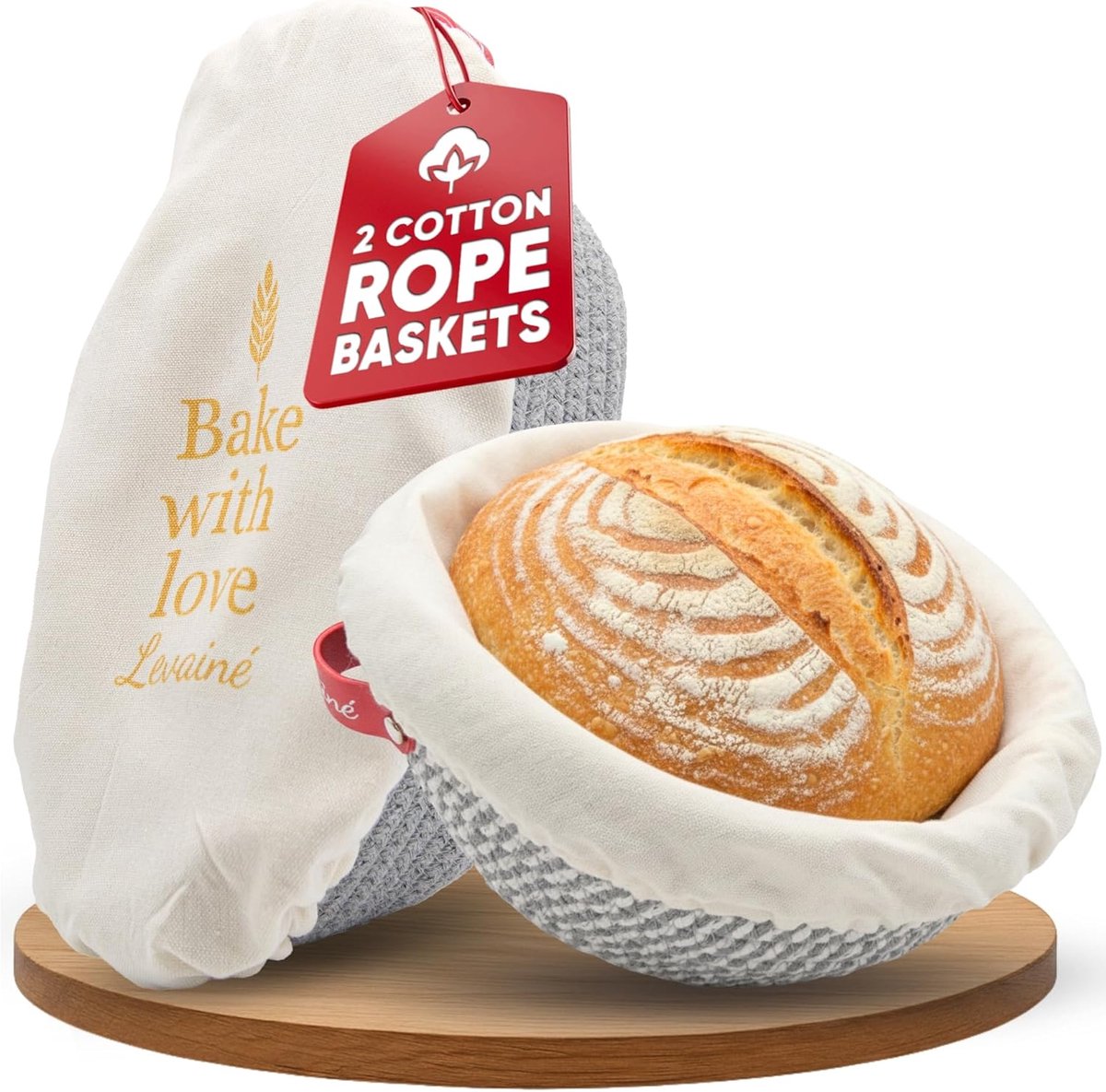 Rijsmanden Set - Brood Manden - Brood Bakken - Katoen Touw - Ovaal Rond - Natuurlijk