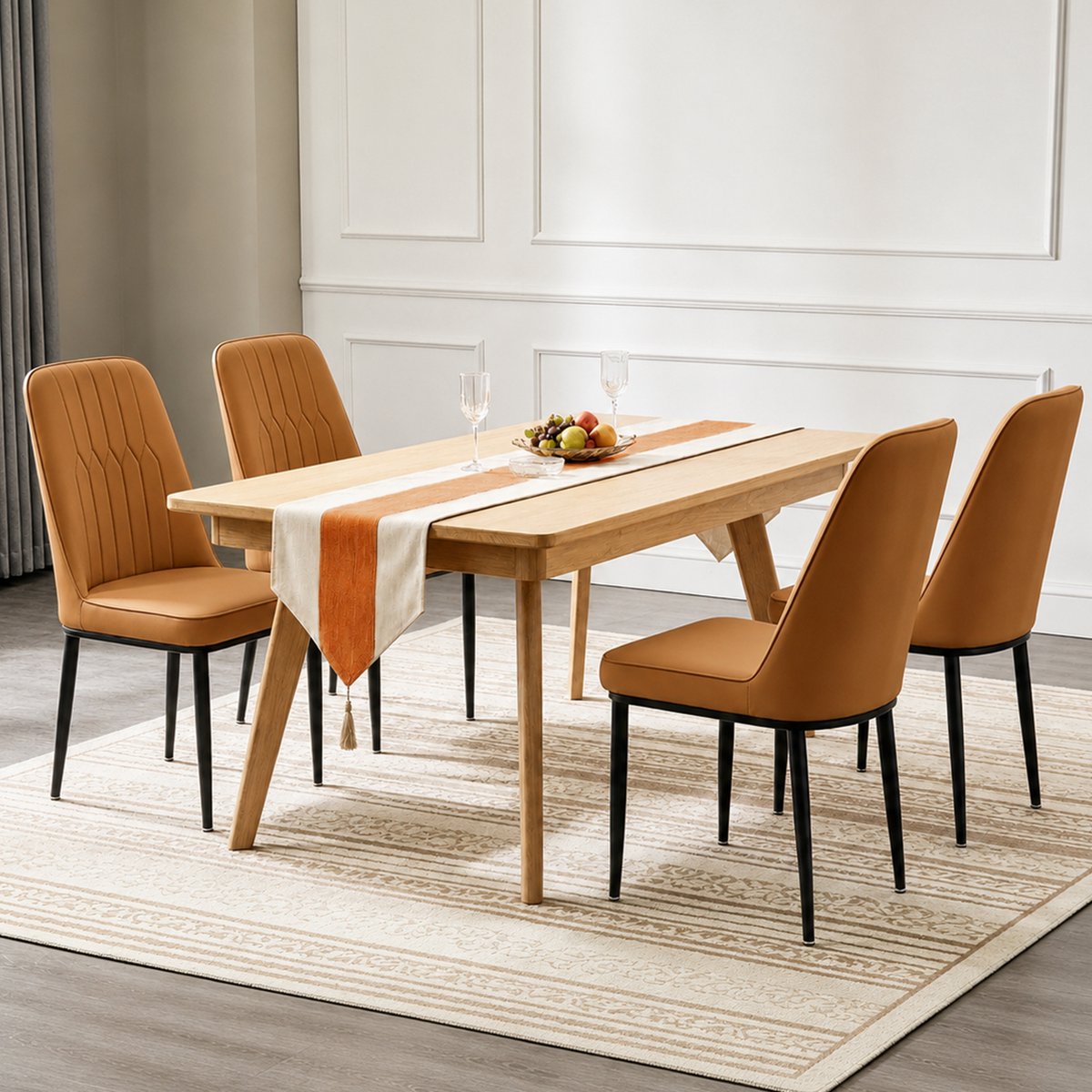 Durrafy® Eetkamerstoelen - Set Van 4 - Eetkamerstoel - Eettafelstoel - Keukenstoel - Eetkamerstoelen - Stoel - Fluweel - PU Leer - Metalen Poten - Modern Design - Max. Draagvermogen 150KG - Bruin