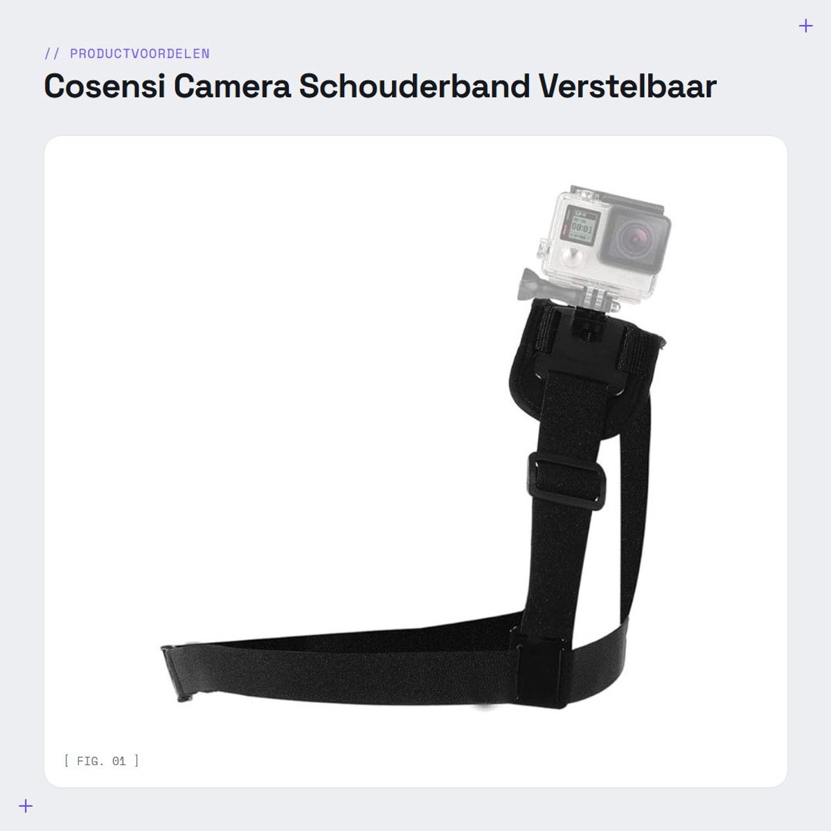 Dailygoods - Camera Schouderband - Verstelbaar - Comfortabel ontwerp - Zwart - Chest Strap - Geschikt voor actiecamera's - Inclusief schouderharnas