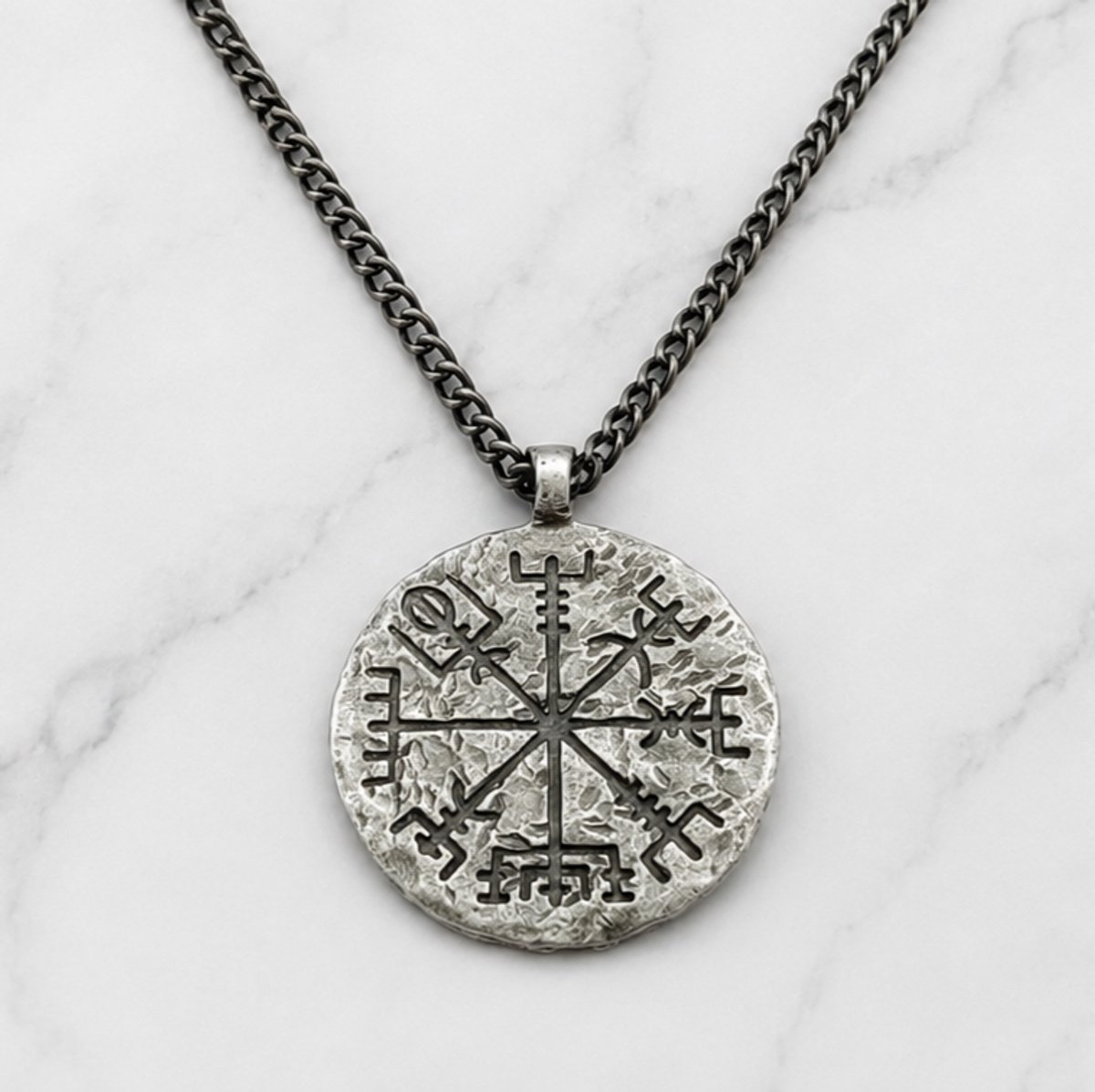 Mei's Viking The Amulet - Viking Ketting - Vegvisir - 316L RVS - Grijs - 50 cm