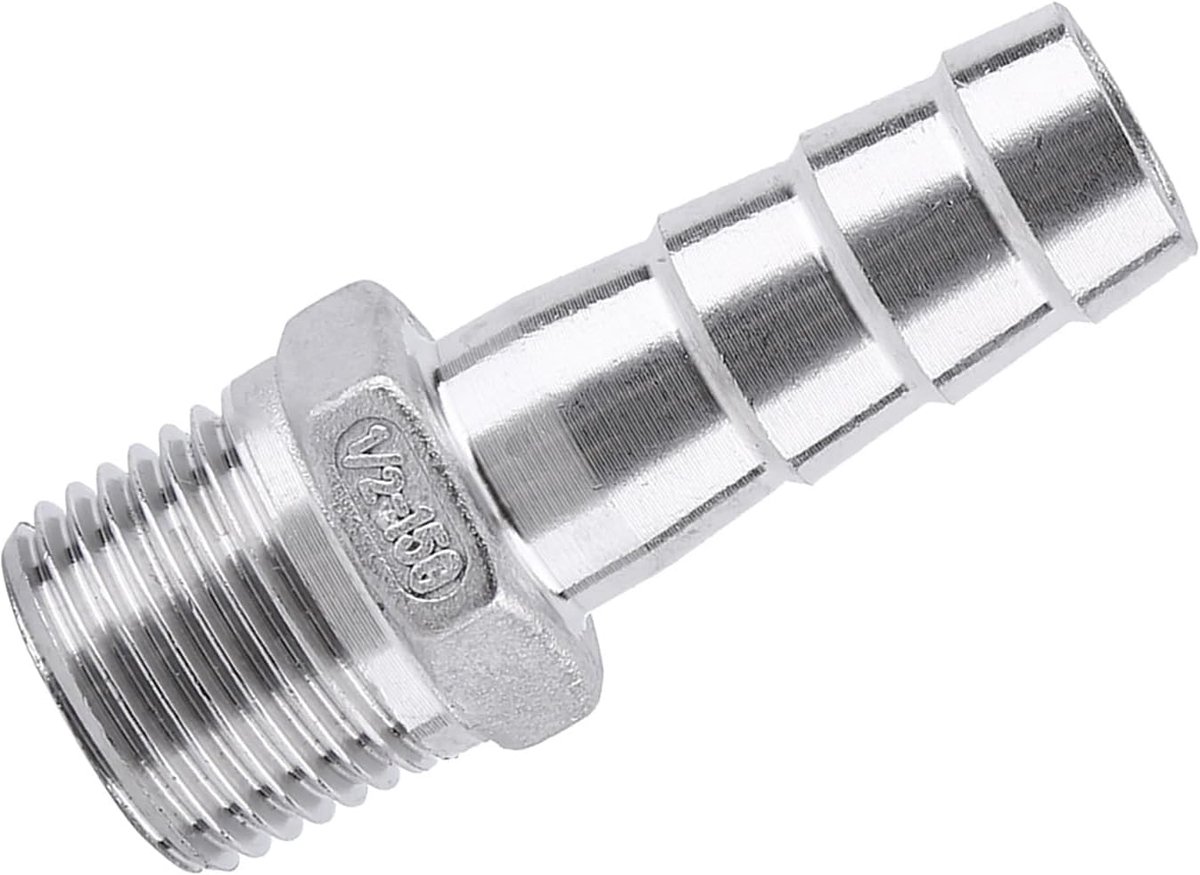 Slangkoppeling - Leiding Fitting - Water Leidingen - Roestvrij Staal - 1/2'' x 15mm - Zilver