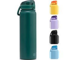 BentOH! RVS Waterfles 1000ml Volwassenen - Groen - Anti-overloop & Lekvrij – Met Eén Hand te Openen – BPA-vrij & Vaatwasserbestendig