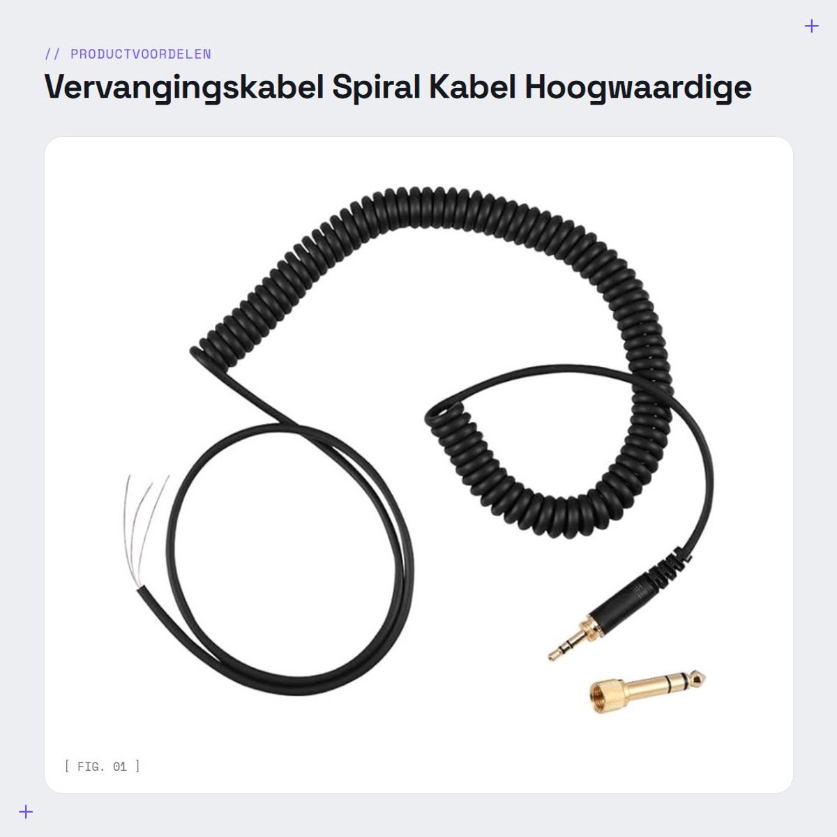 Dailygoods - Vervangingskabel - Spiral Kabel - Hoogwaardige Geluidskwaliteit - 3.5mm en 6.5mm - Koptelefoon Accessoire - Geschikt voor DT 770/770Pro/9...