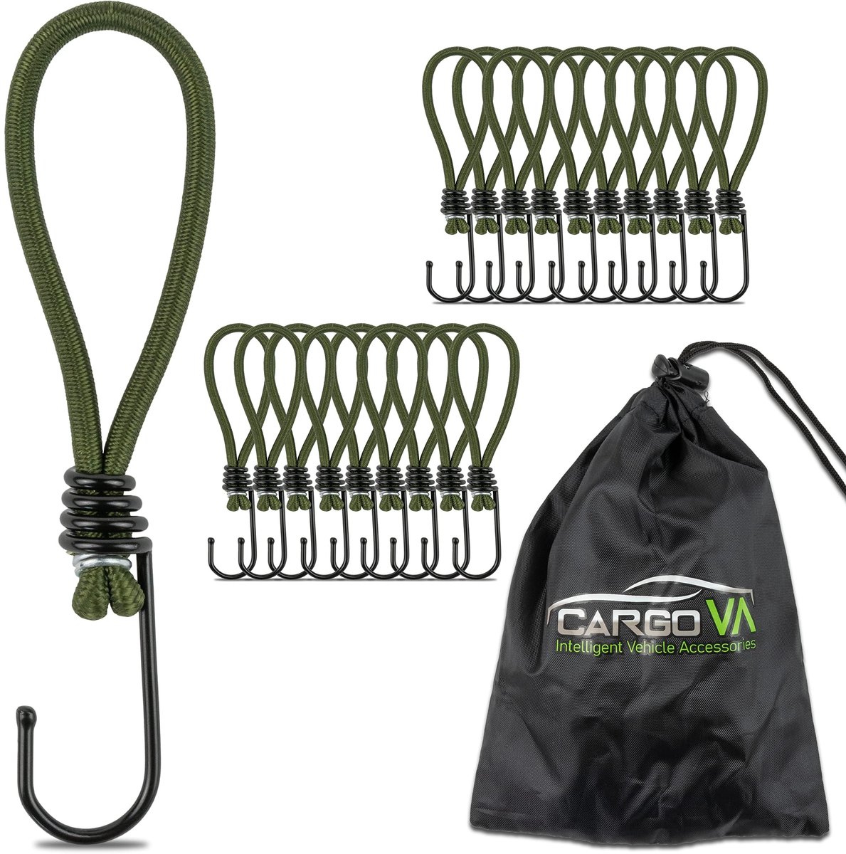 Dailygoods- Elastieken 20 Stuks - 15cm Lang - Haken voor Dekzeilen - Opbergtas - UV- en Weerbestendig - Hoogwaardige Latexvezels - Bungee Cords
