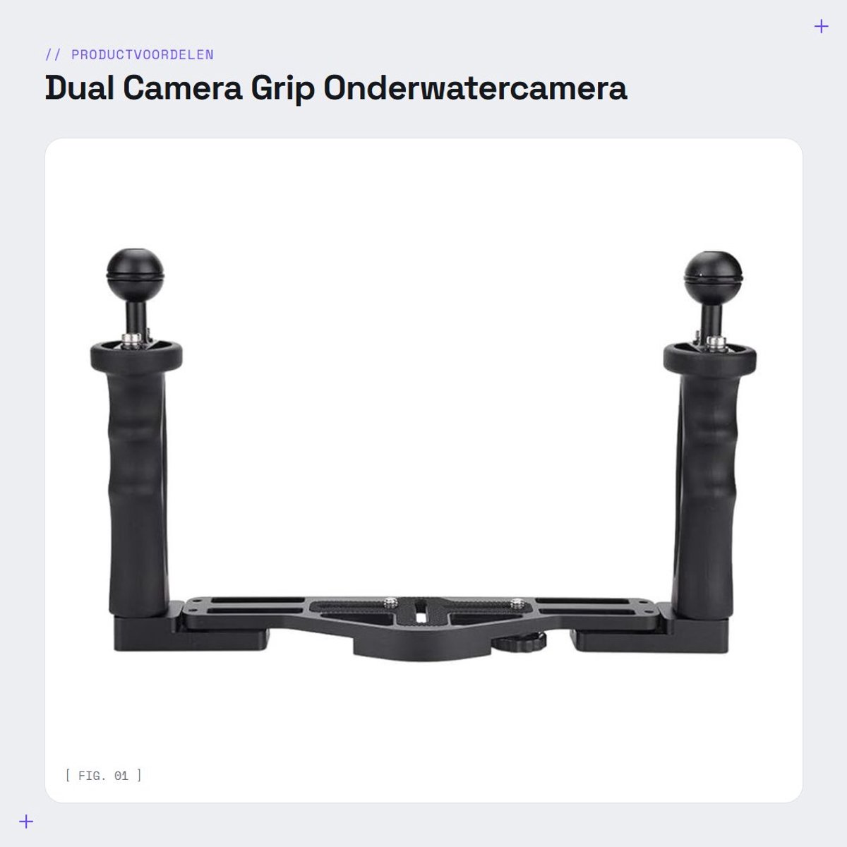 Dailygoods- Cameragreep Dubbele Handgreep - Onderwaterfotografie - Aluminium Behuizing - 1/4 Inch Schroeven - Accessoires - Gewicht 639 g - Onderwatercamera