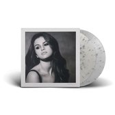 Vinylplaathoes met Selena Gomez, zilveren splatter vinyl.
