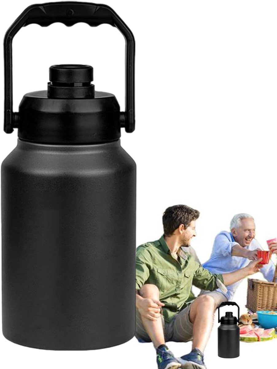 Geïsoleerde Ijsemmer - Ijscontainer Handvat - Dranken Koel Houden - Dubbellaags Vacuümisolatie - 2 Liter - Zwart