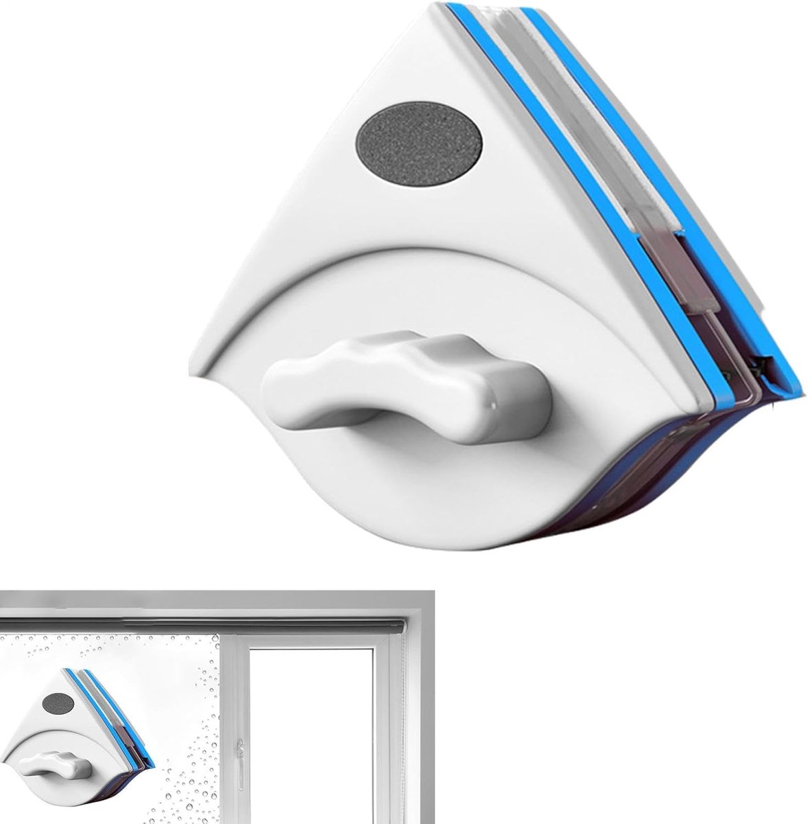Magnetische raamreiniger - Dubbelzijdig glaswisser - Ramen schoonmaken - Unieke hoekreiniging - Geschikt voor 3-8MM - Blauw