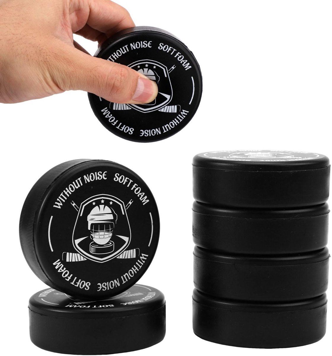 Dailygoods- Ijshockeypuck 6 Stuks - Diameter 7,5 cm - Dikte 2,5 cm - Zacht PU Schuim - Hockeyaccessoires - Indoortraining - Hockeypuck