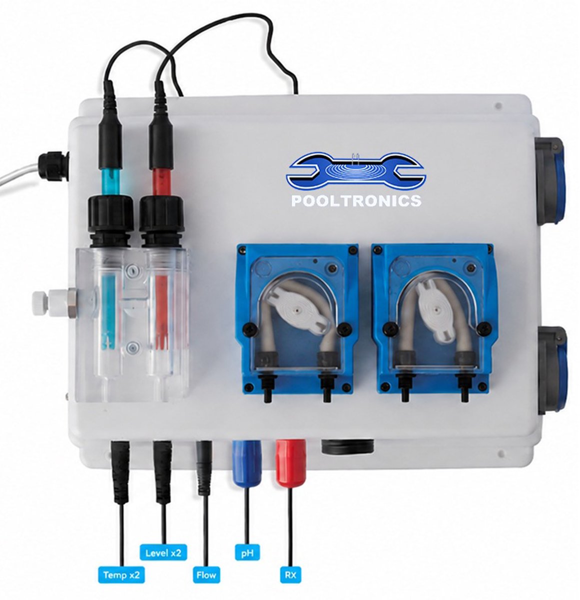 POOLTRONICS PRO Automatisch pH & Chloor Doseersysteem en temperatuur meting Zwembad met WIFI – Zwembad Waterbehandeling – pH Redox Controller – Automatische Dosering – Voorgemonteerd Met Flow Switch