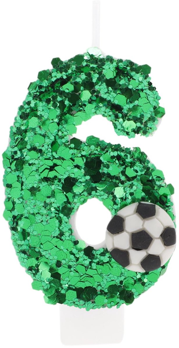Dailygoods - Voetbal Verjaardagskaars nummer 6 voor Taartdecoratie