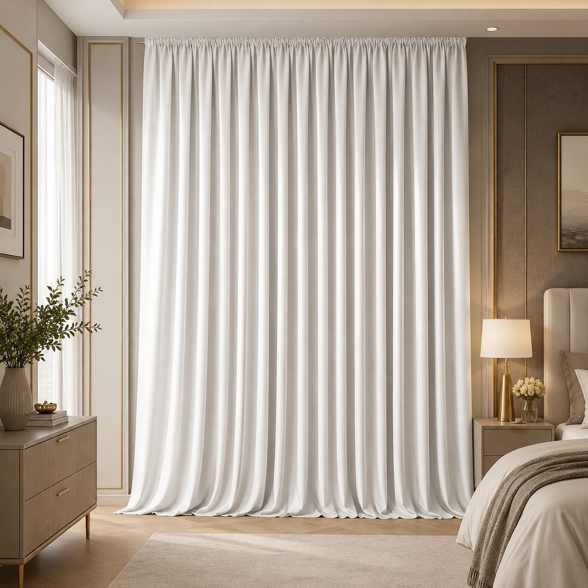Nazik Living Verduisterend Thermo Gordijn met Pencil Tape, 200x245 cm, Wit, 1 Paneel – Isolerend en Geluiddempend voor Slaapkamer en Woonkamer