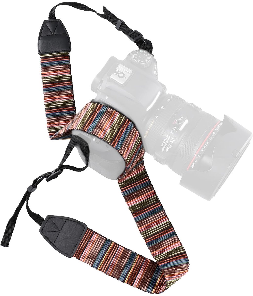 Dailygoods- Camerariem Vintage - Universele Schouderriem - Verstelbare Nekriem - Katoen/PU Leer - Compatibel met DSLR Camera's - Duurzaam en Comfortabel - Camera Strap