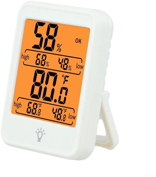 Digitale Thermo-Hygrometer - Mini Klimaatmeter - Binnenklimaat Monitoren - Visuele Comfort Indicator - 9 x 6 x 3 cm - Wit