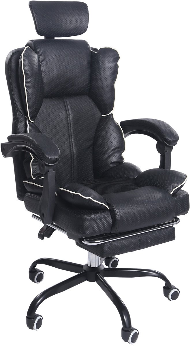 Ergonomische Gaming-Stoel – Met Ventilator, Luchtkoeler & Koeling, Geventileerde Zitting, Ligfunctie, Massage, Verstelbare Directiestoel, Zwart