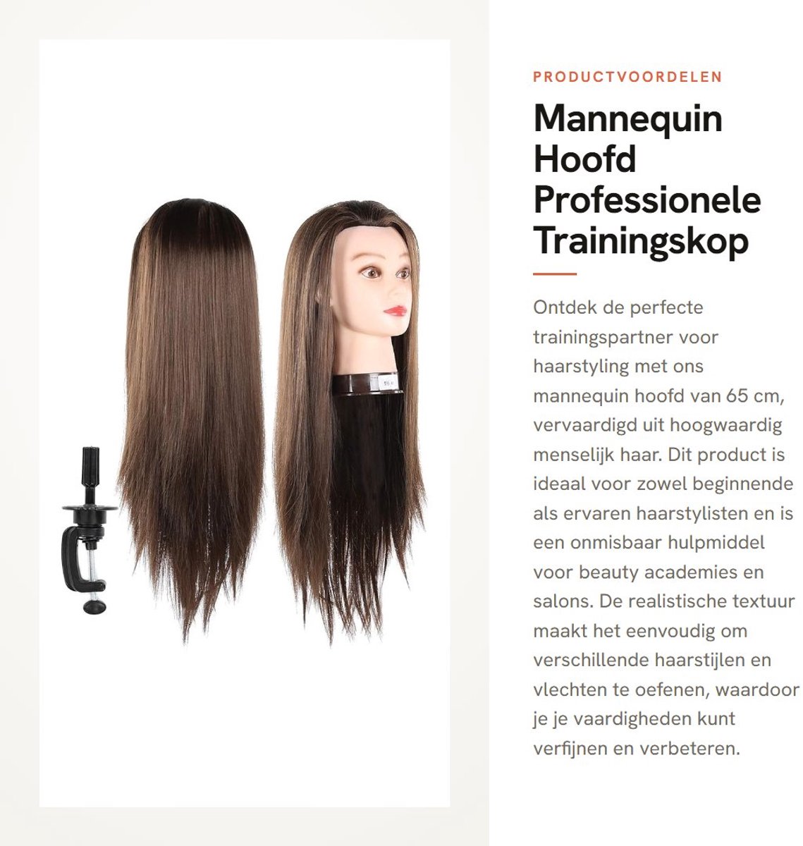Dailygoods- Mannequin Hoofd 65 Cm - Oefenhoofd - Haar Styling - Kappershoofd - Educatief Hulpmiddel - Hoge Temperatuurvezel - Hairstyling Hoofd