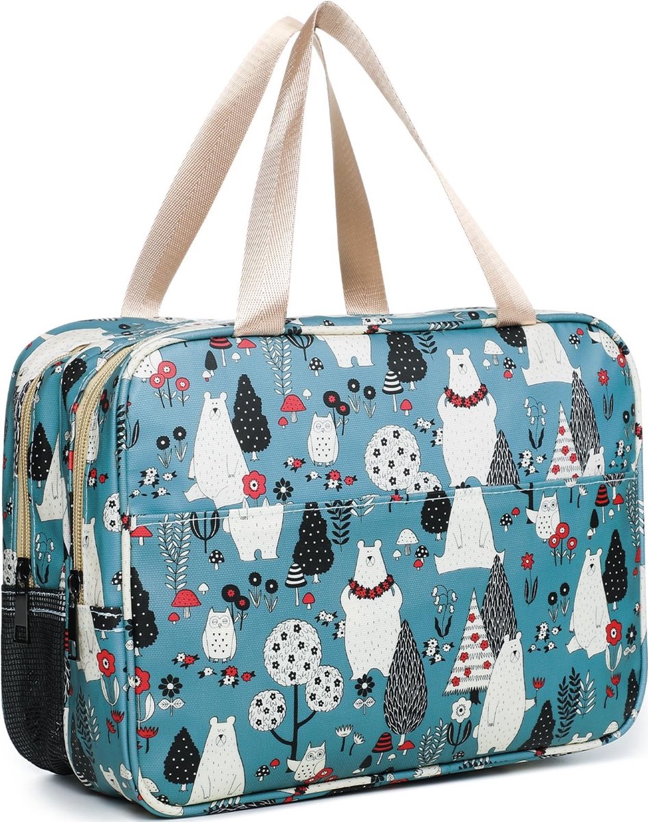 Dailygoods- Toilettas met grote capaciteit - Waterdichte toilettas - Dubbellaagse opbergtas - Opvouwbare cosmetica tas - Draagbare organizer - Geschikt voor reizen