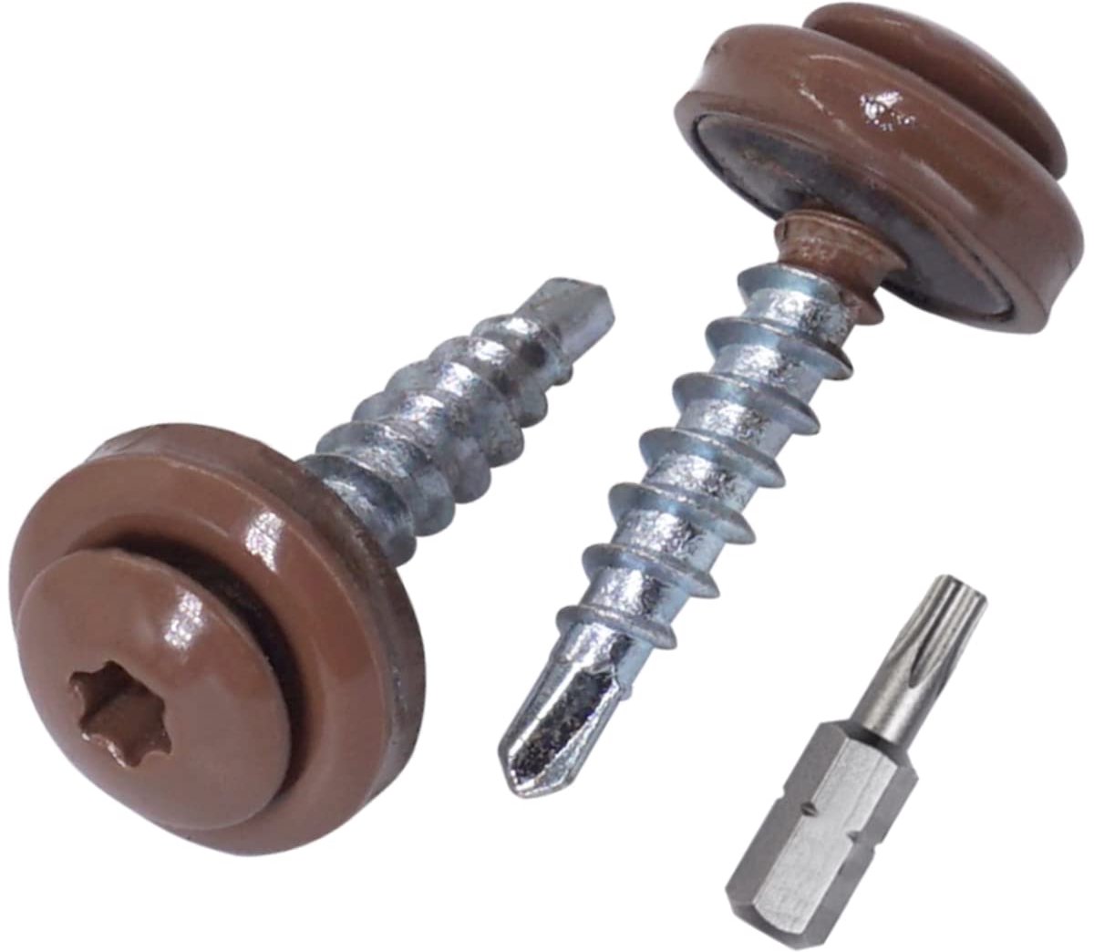 Dakschroeven - Zelfborend - Dakbedekking Bevestigen - Met EPDM ring - 48 x 28 mm - Bruin