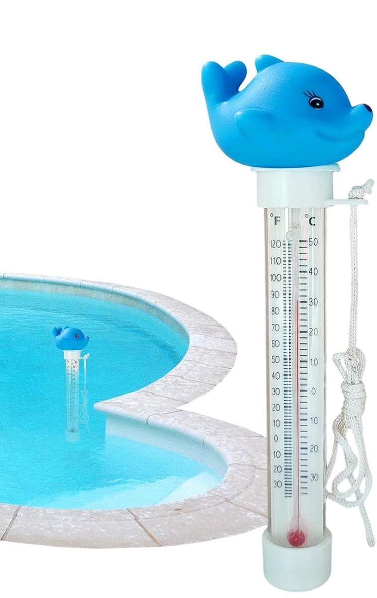 Zwembadthermometer Dier - Watermeter Drijvend - Water Temperatuur - Duidelijk Afleesbaar - 20 Centimeter - Dolfijn