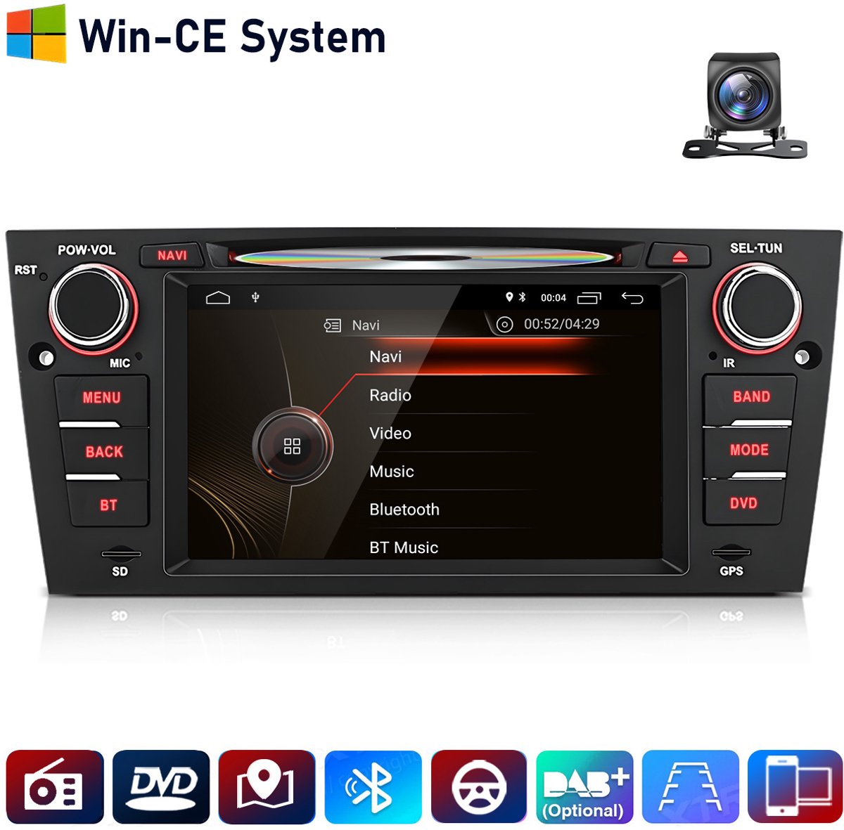 HexinexMarket - Autoradio Geschikt Voor BMW E90 E91 E92 2005-2012 - WINCE GPS NAVI FM BT + Achteruitrijcamera