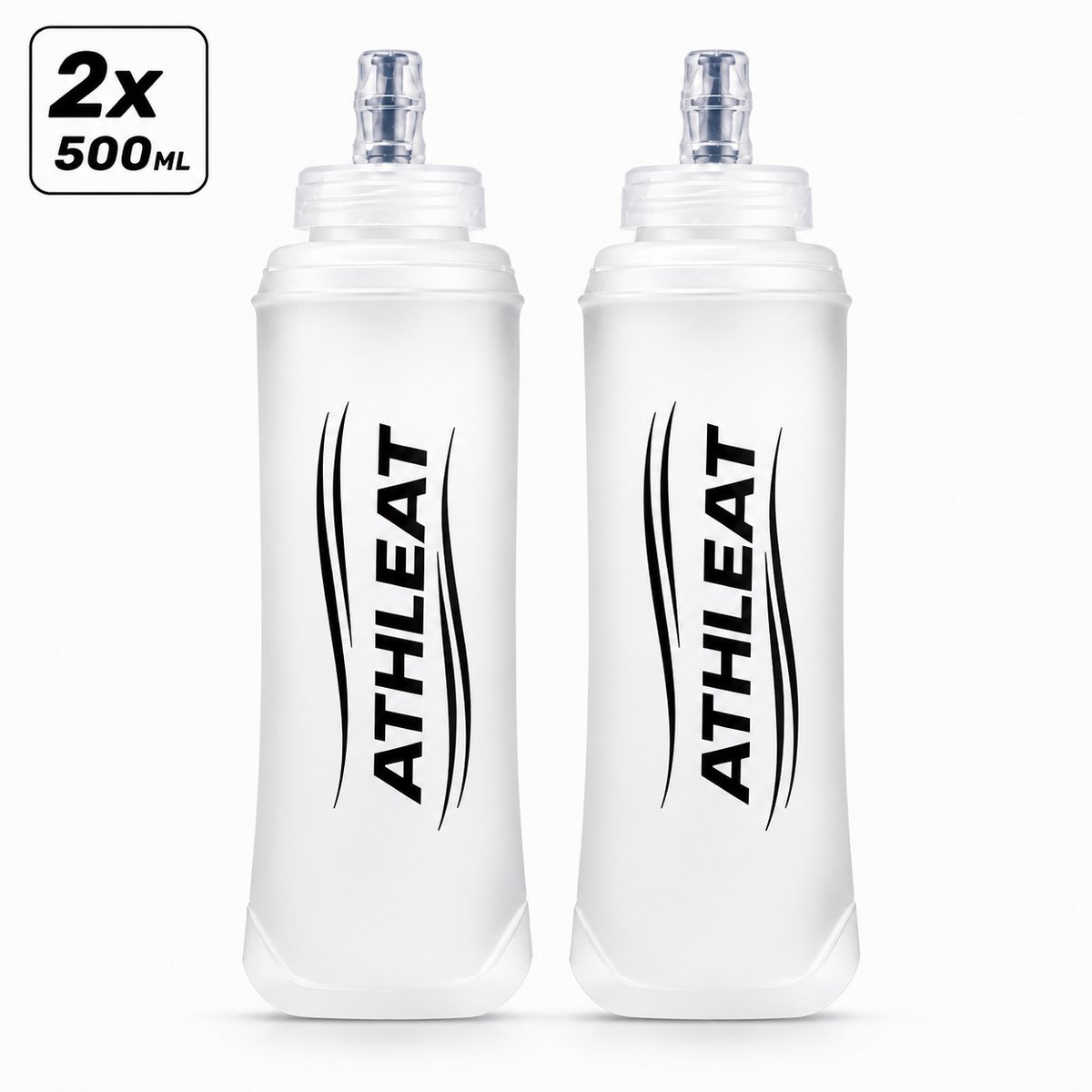 2 x Athleat soft flask 500 ml - Bidon - Drinkfles - Opvouwbare waterfles - opvouwbare drinkfles - Waterfles hardlopen - Waterzak