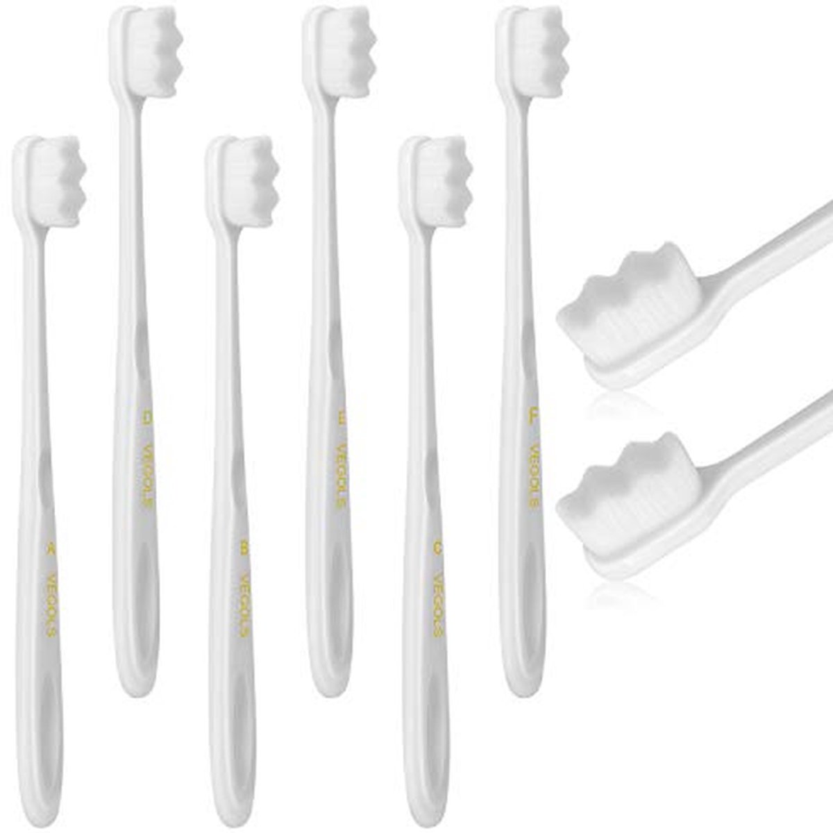 Tandenborstel Set - Micro Nano Borstels - Gevoelig Tandvlees - 20000 Zachte Borstelharen - 6 Stuks - Wit en Zwart