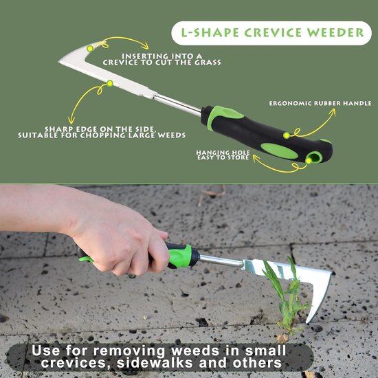 Set 3-Delig Roestvrijstalen Handonkruidwieders - Onkruidtrekker-Set - Rvs Onkruidwieder - Tuingereedschappen - Onkruidverwijderaar - Met Rubberen Handvat - Voor Tuin, Terras, Bloembedden en Trottoirs — afbeelding 5