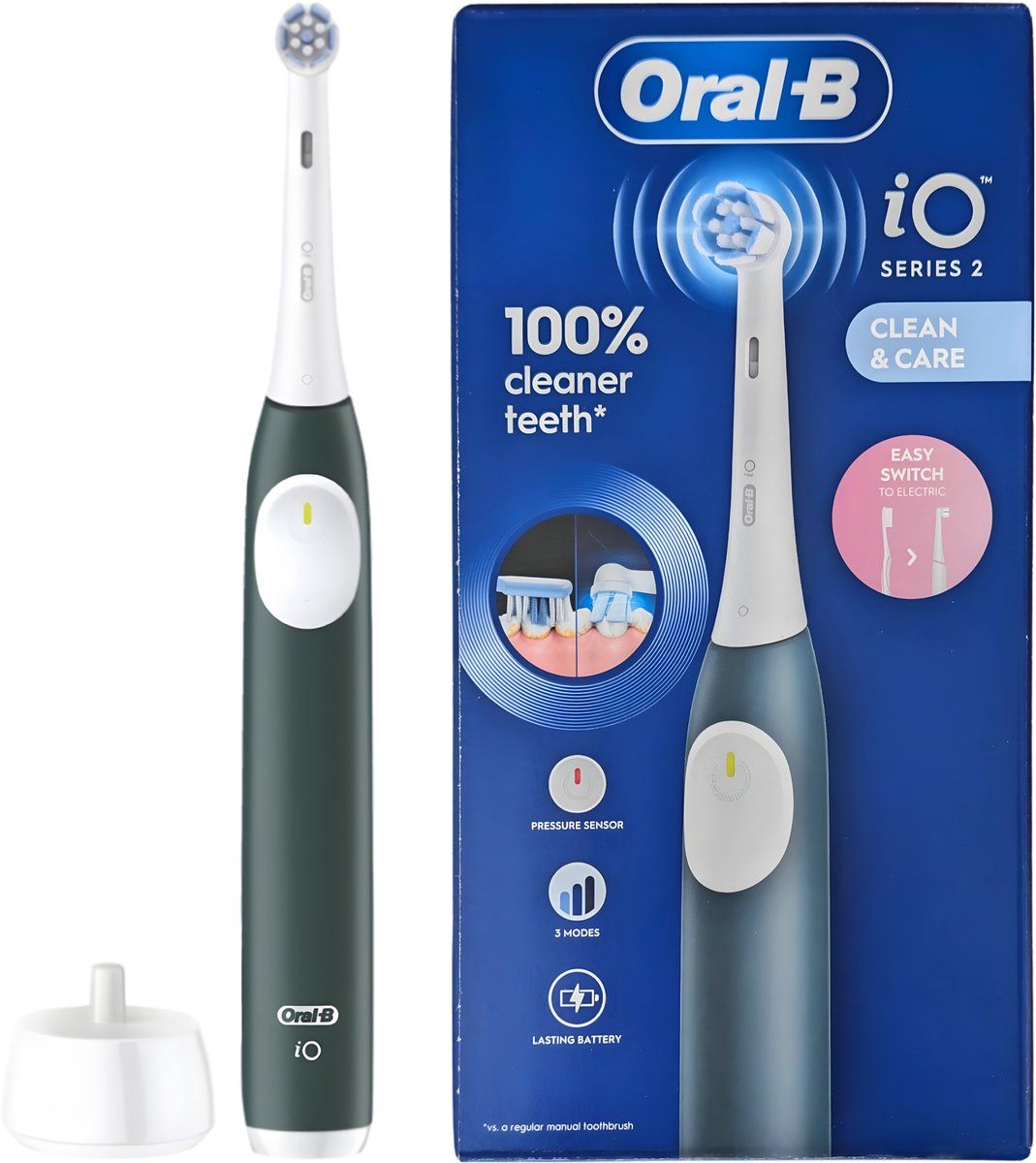 Oral-B iO Series 2 - Elektrische Tandenborstel - Magnetische technologie - 3 poetsmodi - Druksensor - Forest Green
