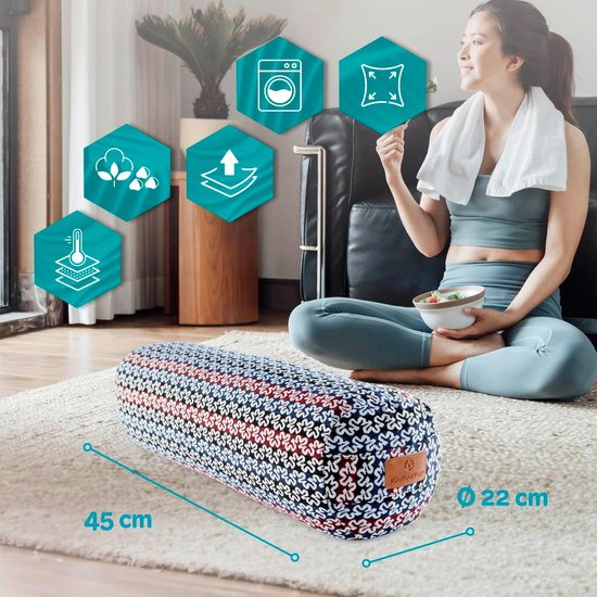 Ronde Yoga Bolster voor Meditatie en Pilates - Met Bio Speltvulling - 68 cm Lengte — afbeelding 5