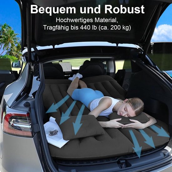 Auto luchtmatras - Opblaasbaar bed - Comfortabel reizen - Dubbelzijdig materiaal - 190x130 cm - Zwart — afbeelding 2