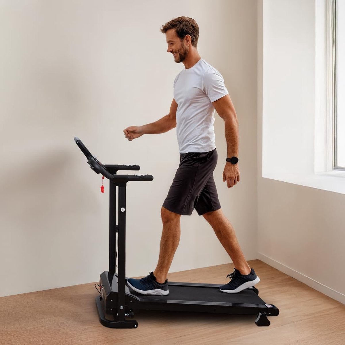 Hometrainer Loopband - Fitness Apparaat - Dagelijkse Training - 12 Trainingsprogramma's - 96x35 cm Loopvlak - Zwart