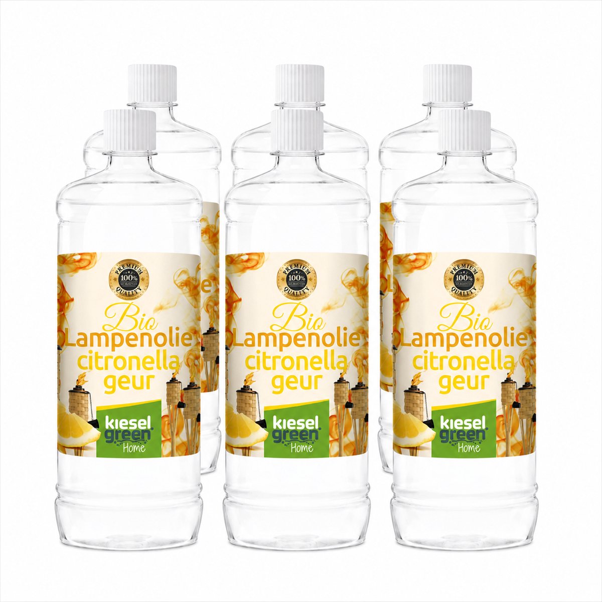 Kieselgreen Lampenolie 6 x 1 liter met citronella voor tuinlampen en fakkels voor aangename zomeravonden buiten