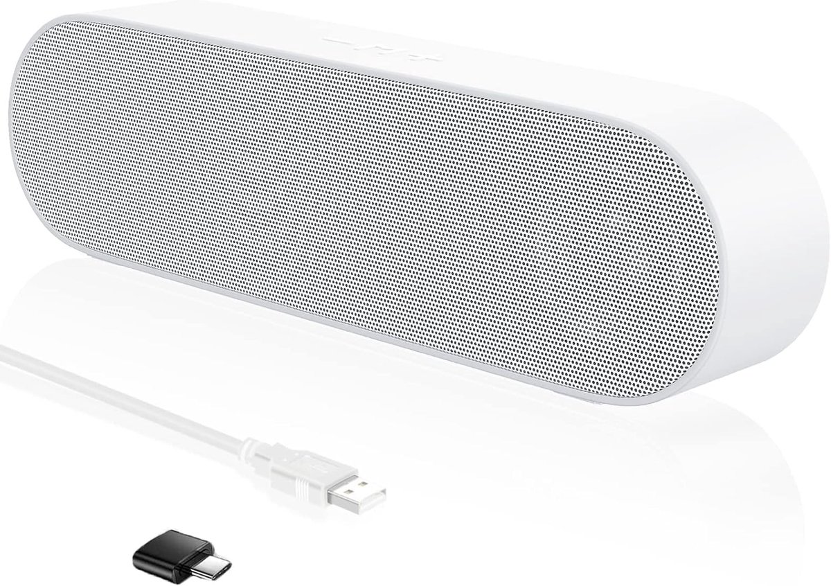 Computer Luidsprekers - Mini Soundbar - Muziek Luisteren - Geïntegreerd Ontwerp - USB Aangedreven - Wit