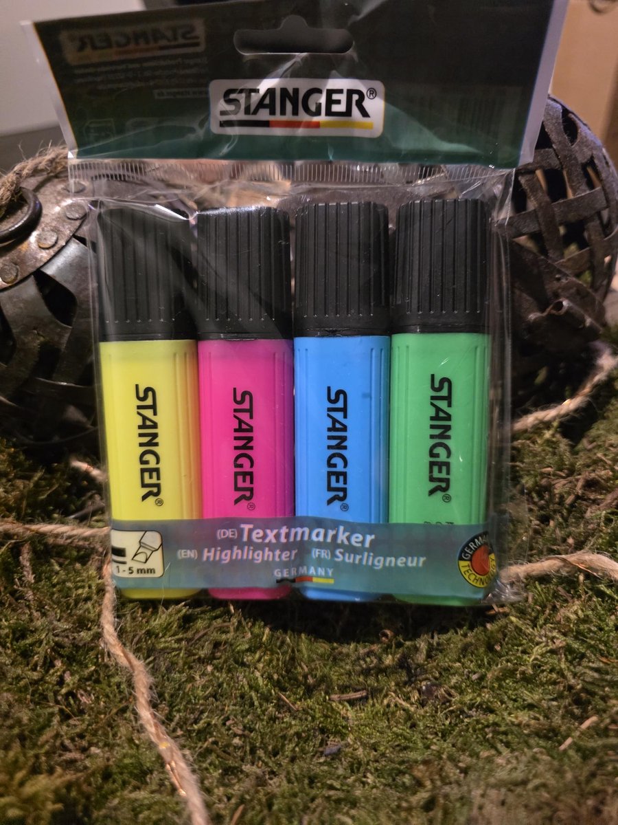 Stanger markeringsstiften set van 4 blauw, roze, geel en groen Laserkado