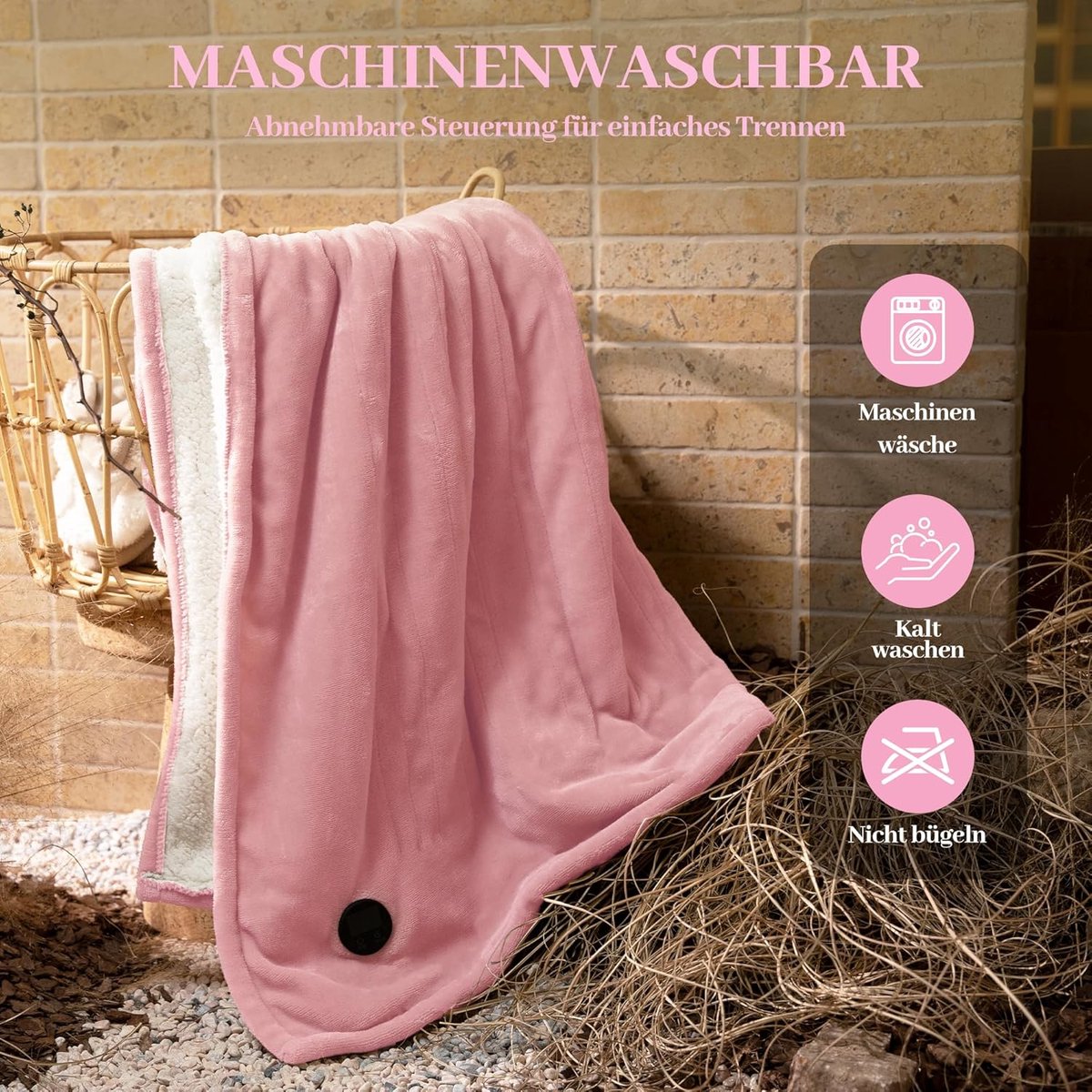 Elektrische warmtedeken - Verwarmde deken - Ontspannen op de bank - 10 warmtestanden - 130 x 180 cm - Roze — cadeau in Wonen & Interieur - foto 6