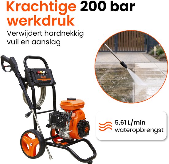 Kibani Benzine Hogedrukreiniger 200 bar - 105cc - Met foampot - 4 nozzles - 8 meter slang van Kibani — afbeelding 4