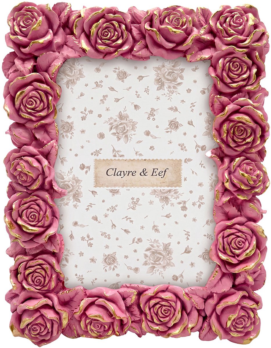 Clayre & Eef Fotolijst Roze Kunststof Roosjes