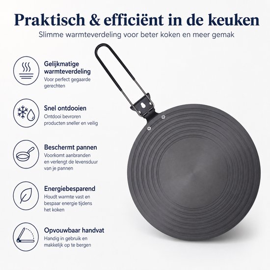 Adapter - Inductie Adapterplaat 24 Cm - Kookplaat Beschermer/Adapter - Warmteverspreiderplaat - Met Handvat Opvouwbaar - Kachel Diffuser - Voor Bescherming Van Kookgerei — afbeelding 4