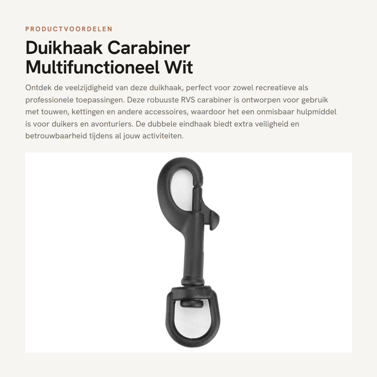 Dailygoods- Duikhaak RVS - Karabijnhaak met Schroefsluiting - Musketonhaak - Multifunctioneel - Onderwatergebruik - Duurzaam Materiaal