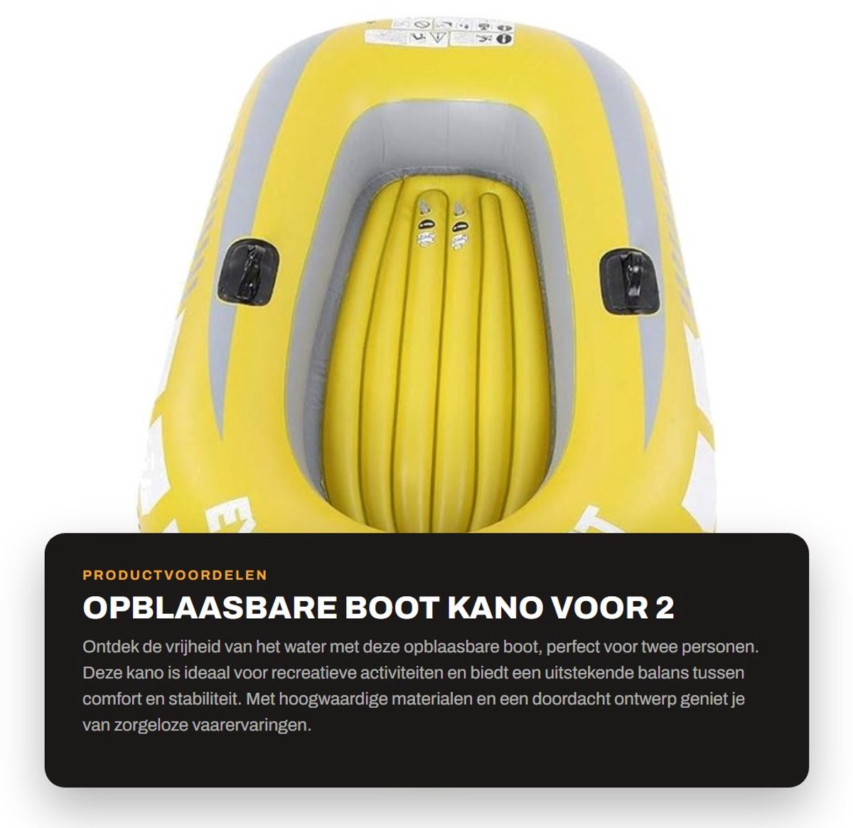 Dailygoods- Opblaasbare Boot - Vervanging voor 2 Personen - Opblaasbare Kano/Kajak - Hoogwaardig Materiaal - Draagvermogen 1,5 T - Kettinglengte 2,5 Meter