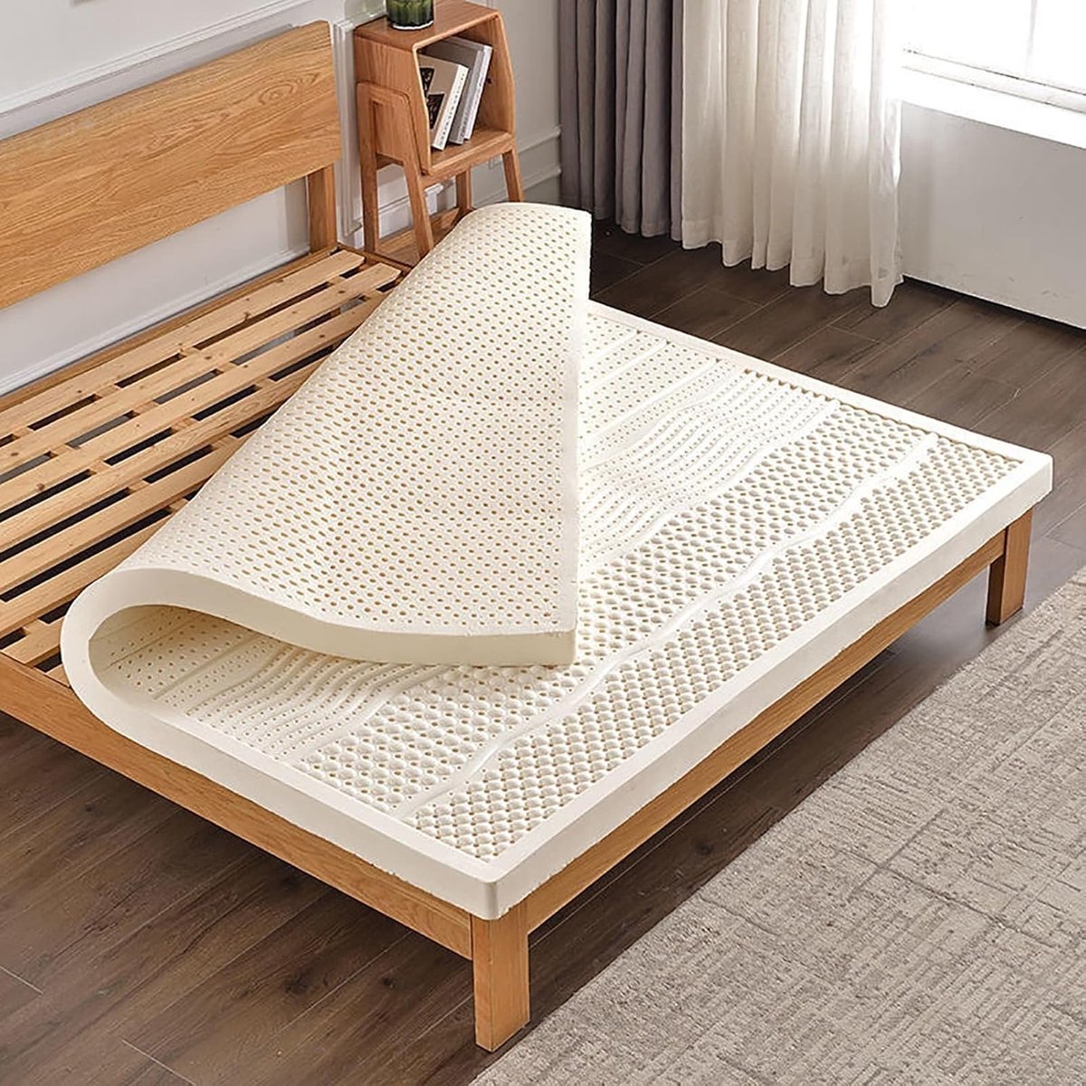 Natuurlijke Latex Matras - Matras Topper - Comfortabel Slapen - 7 Zone Ondersteuning - 90x200cm - Natuurlijk