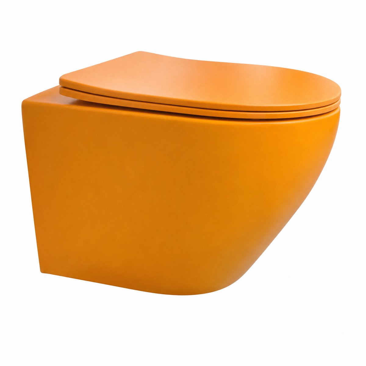Wandcloset Sanitado morao randloos met softclose toiletzitting in mat oranje